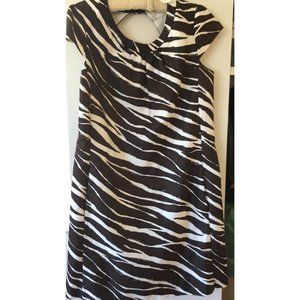 Kate Spade Zebra Print Cocktail Dress SZ 8 Brown & Cream Cotton & Silk